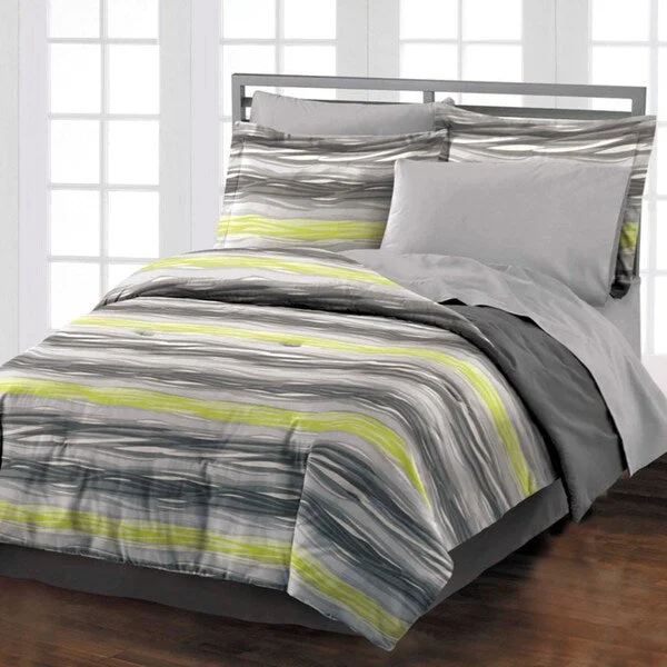 Women's Low-Waisted Pleated Skirts-Motion 4-piece Comforter Set with Bedskirt - Multi