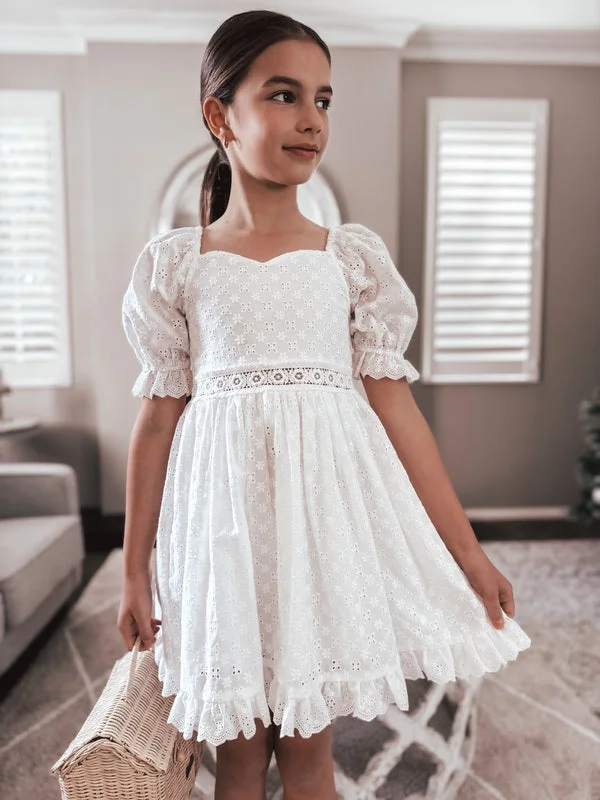 Grace Girls White Broderie Dress