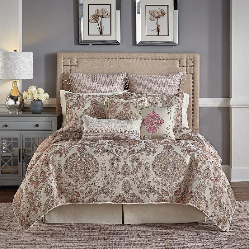 Women's High-Waisted A-Line Skirts-Croscill Giulietta Jacquard Damask 4-piece Comforter Set with Bedskirt