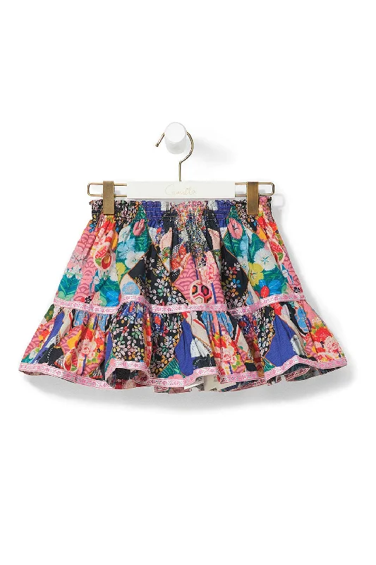 Women's Fringe Skirts-KID'S SHORT SKIRT WITH TRIM POSTCARDS FROM MARS