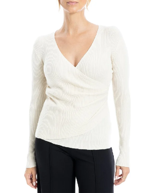 Women's UV Protection Pullovers-Max Studio Faux Wrap Sweater