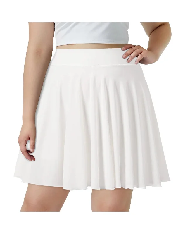 Women's Waterproof Pencil Skirts-Plus Size Mini Skirt with Shorts-White