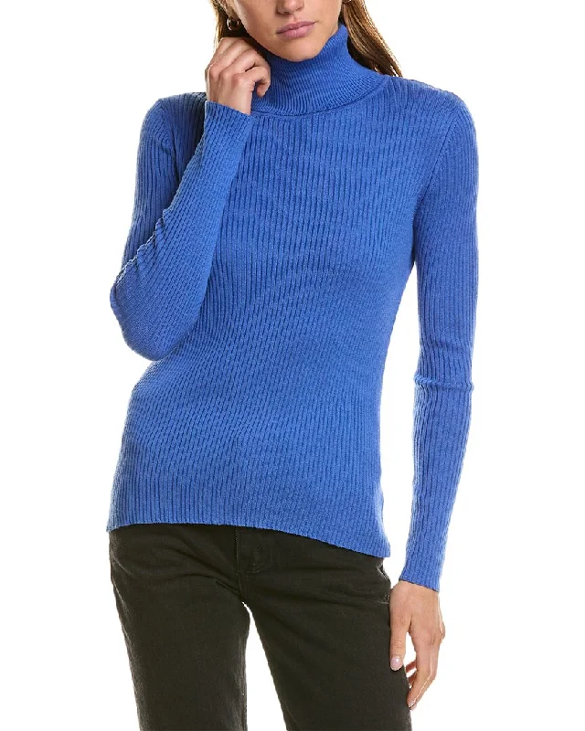 Women's High-Waisted Ruffle Pullovers-Hannah Rose Turtleneck Cashmere-Blend Sweater