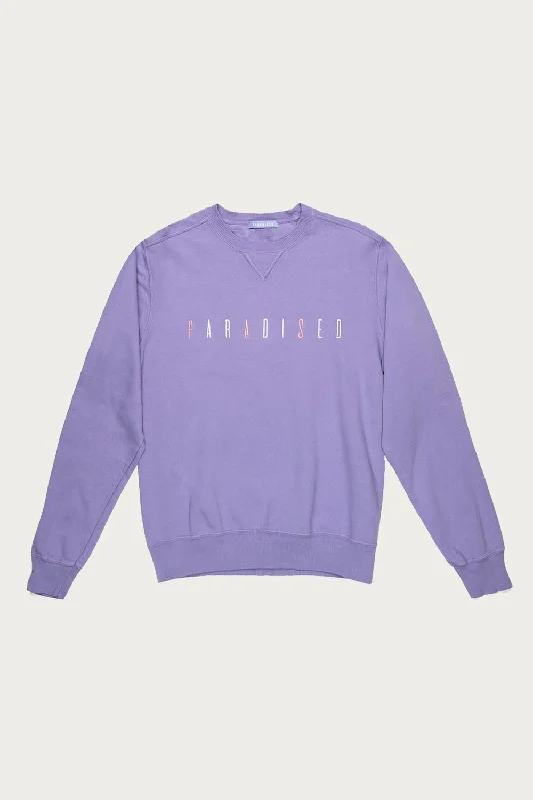 Women's Glitter Floral Pullovers-Paradised Crew In Lavender