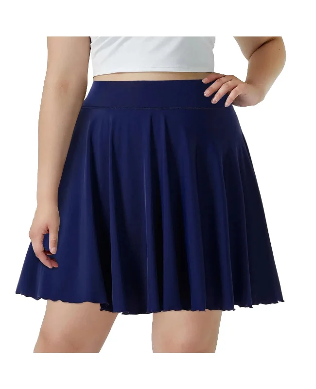 Women's Waterproof A-Line Skirts-Plus Size Mini Skirt with Shorts-Blue Grey