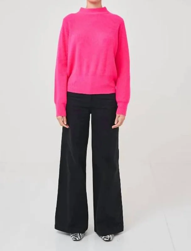 Women's Double Layer Pullovers-Sophia Fringe Sweater In Neon Pink