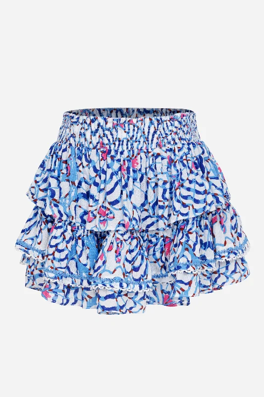 Women's Insulated Ruffle Skirts-Kids Mini Skirt Ariane - Blue Wings Flower