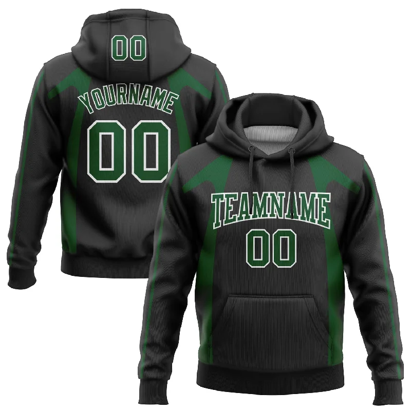 Women's Ethnic Print Hoodies-Custom Stitched Black Green-White 3D Pattern Design Segmentation Patchwork Stripe Sports Pullover Sweatshirt Hoodie