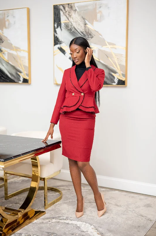 Women's Fleece Denim Skirts-Power Moves Skirt Suit - Final Sale