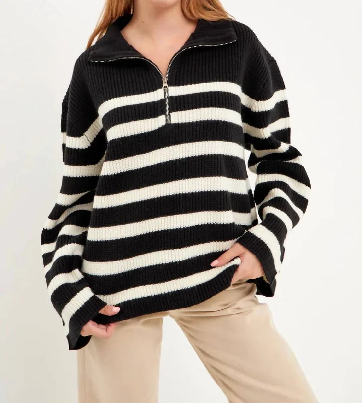 Women's Patterned Pullovers-Rosa Pullover In Black And White