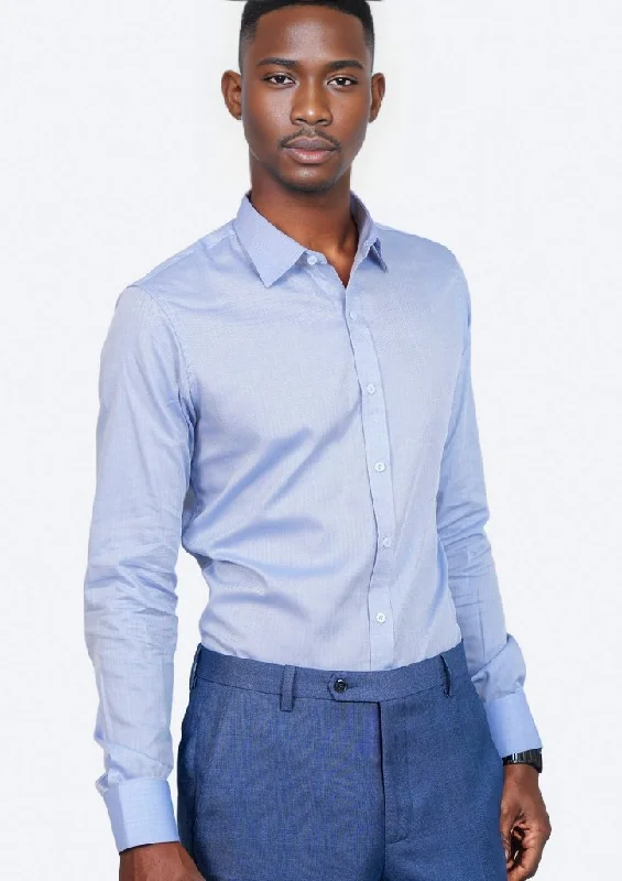 Periwinkle Herringbone Shirt