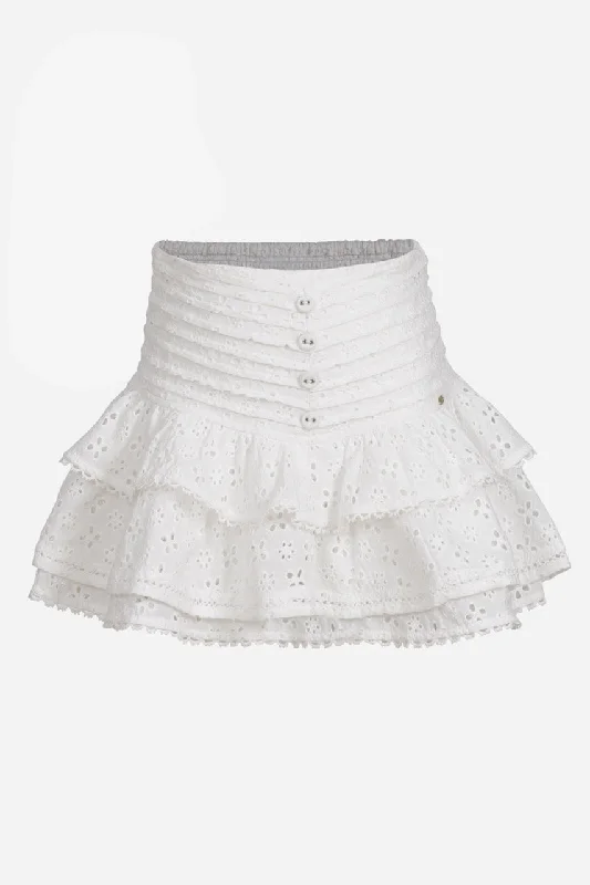 Women's Lace Floral Skirts-Kids Mini Skirt Alizee - Natural White