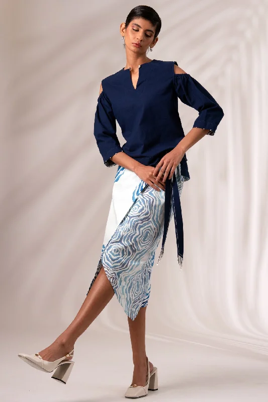 Women's Slit Pencil Skirts-Mia - Wrap Skirt + Indigo Top