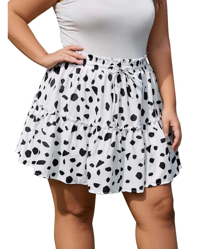 Women's Thermal Ruffle Skirts-Plus Size Ruffle Tiered Skirt Flowy Floral-Cow