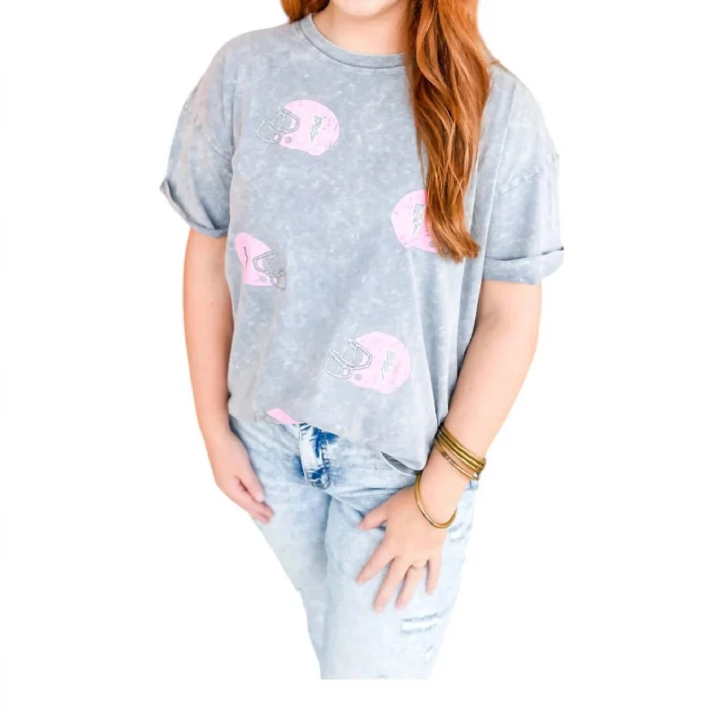 Women's Animal Print Pullovers-Helmet Head Tee In Gray