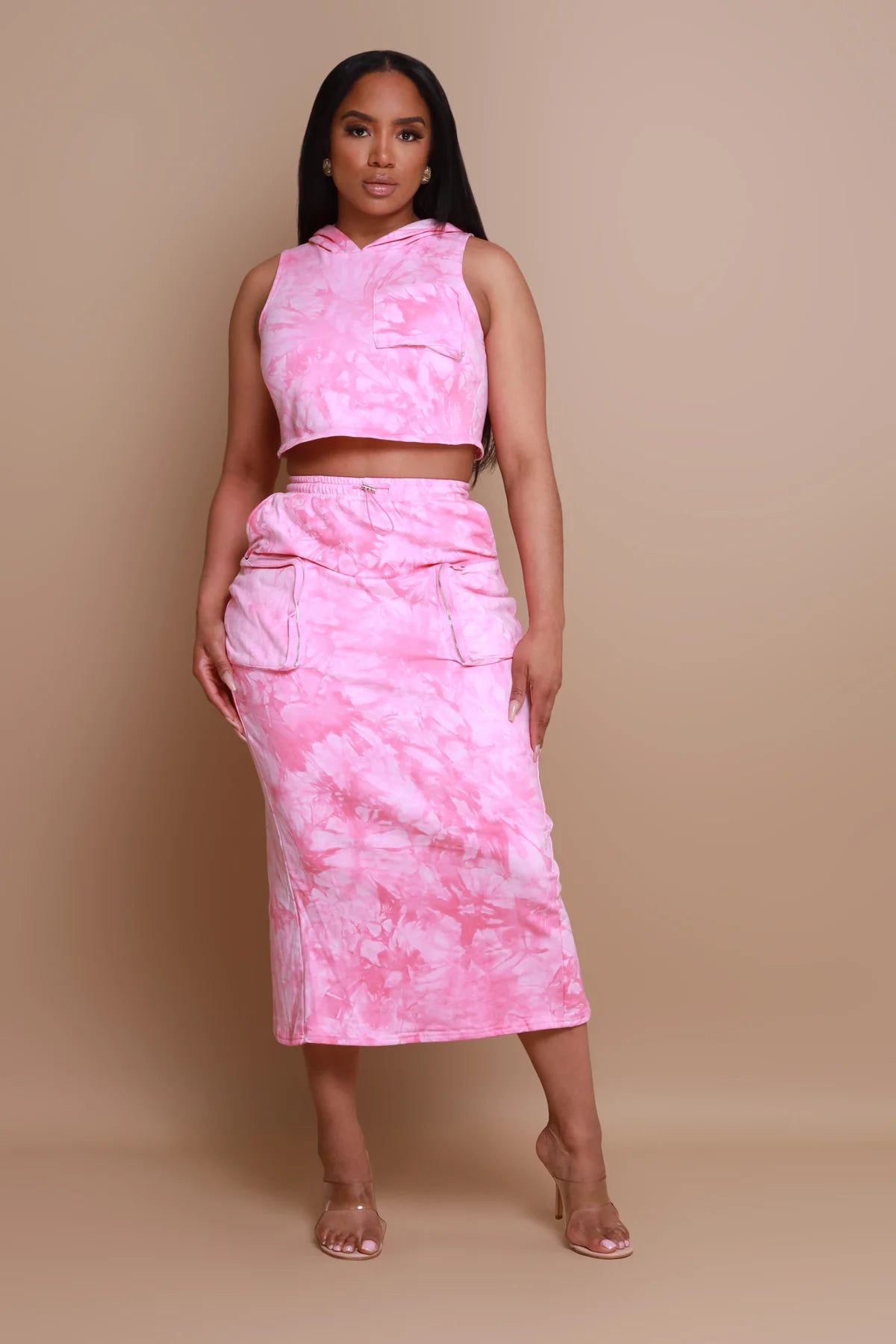 Women's Button-Front A-Line Skirts-Sweet Treat Skirt Set - Pink