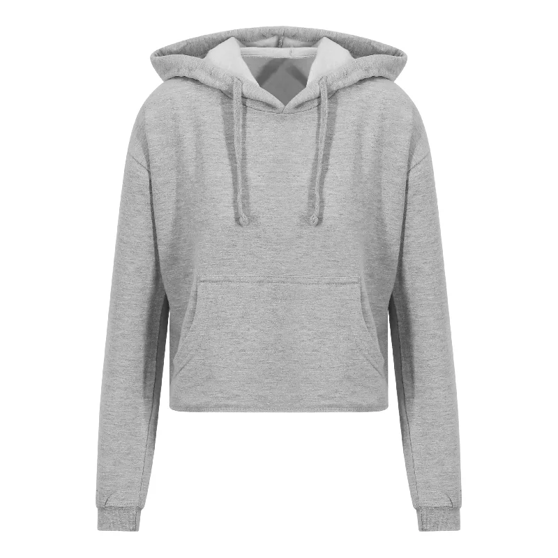 Women's Bold Color Hoodies-Girlie Cropped Hoodie | HEATHER GREY