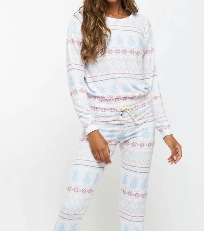 Women's Pajama Pullovers-Fair Isle Pullover In White