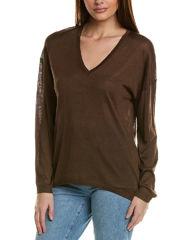 Women's Turtleneck Pullovers-Theory Karenia Silk-Blend Sweater