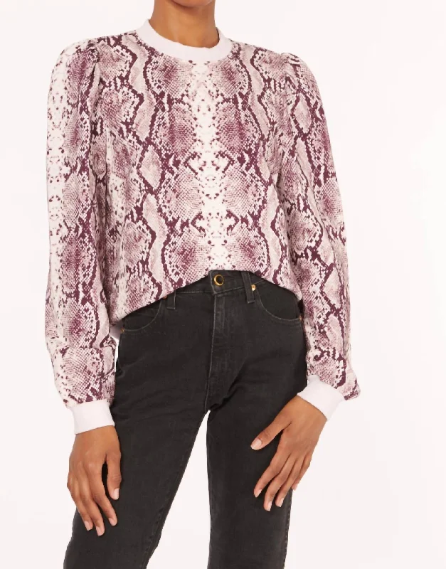 Women's Low-Waisted A-Line Pullovers-Roberta Sweatshirt In Berry Snake