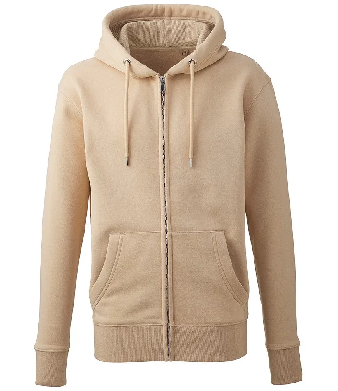 Women's Smocked Hoodies-Unisex Organic Full-Zip Hoodie | DESERT SAND