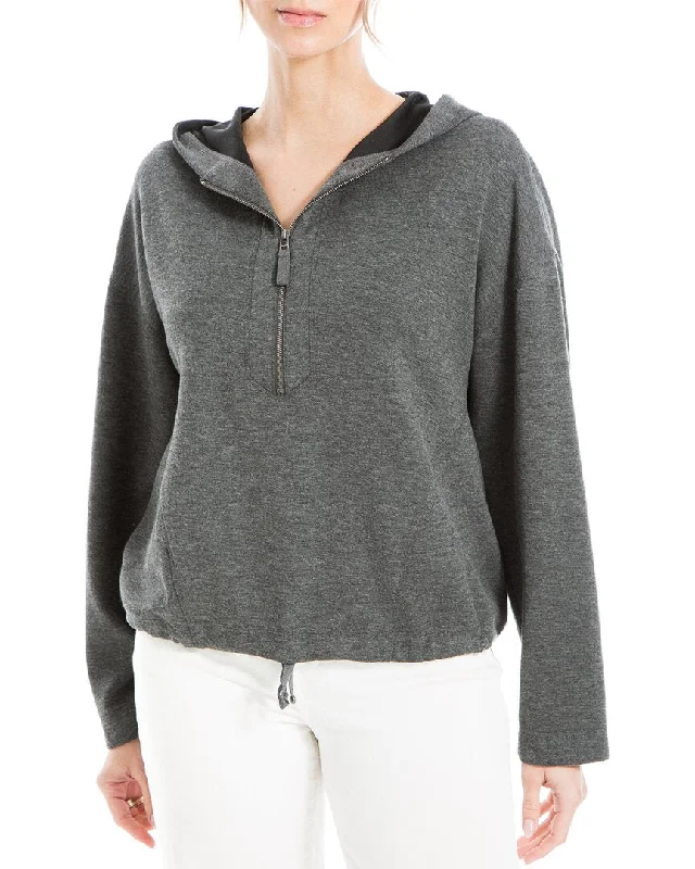 Women's Metallic Pleated Pullovers-Max Studio Zip Pullover