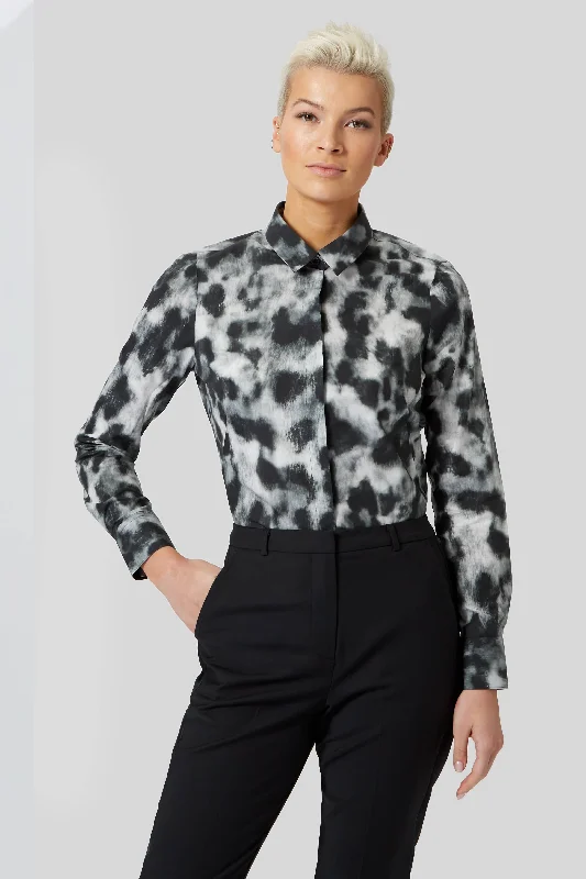 Burma Slim Fit Black Patterned Cotton Shirt - ARCHIVE