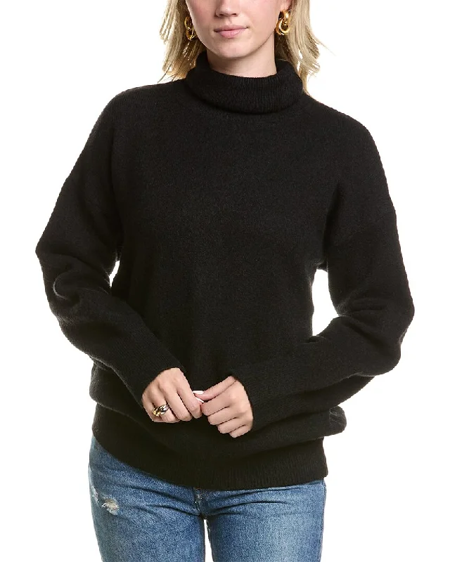 Women's Tulle Pleated Pullovers-Femme Society Turtleneck Sweater