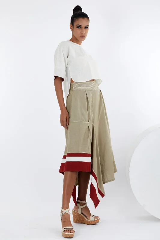 Women's Silk Pleated Skirts-Kazu - Crop Top and Terraced Skirt Set 2