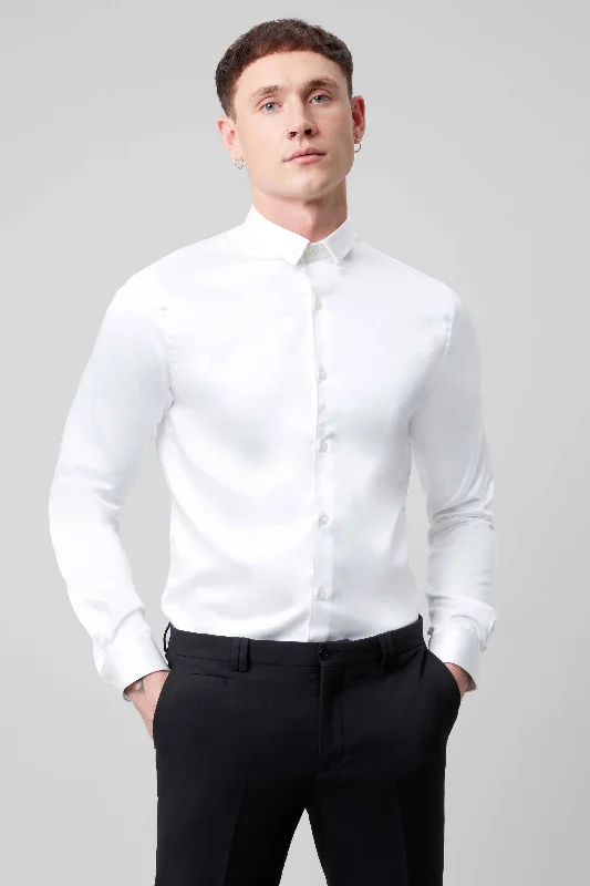 Slinky Slim Fit White Sateen Shirt