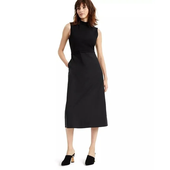 Women's Casual Day Dresses-Alfani Women's Mixed Media Dress Black Size X-Large