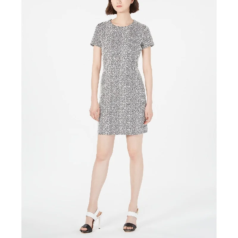 Women's Casual Tunic Dresses-Calvin Klein Women's Jacquard Ponte-Knit Sheath Dress Gray Size 10