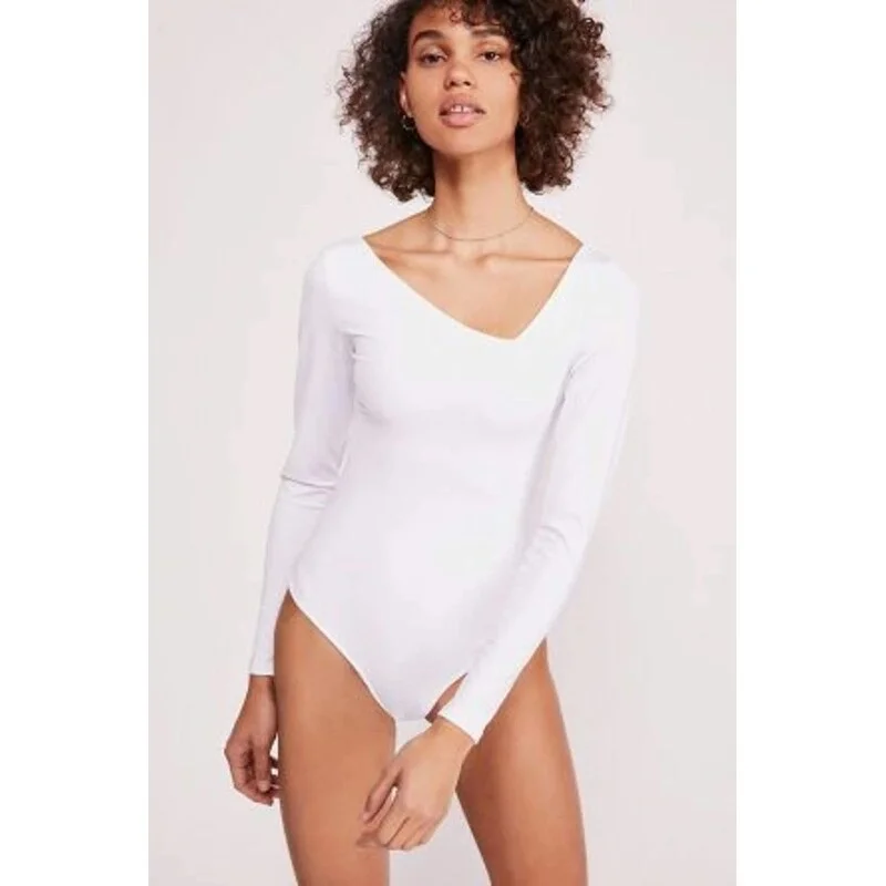 Women's Casual Asymmetrical Dresses-Free People Women's Free People Bodysuit White Size Small