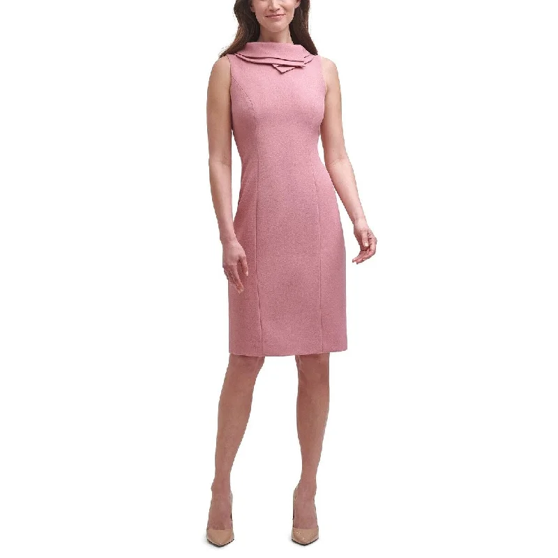 Women's Casual Concert Solid Color Dresses-HARPER ROSE Women's Double Collar Sleeveless Sheath Dress Dark Pink Size 12