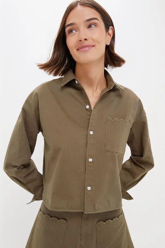 Army Green Chino Cropped Jasper Button Down