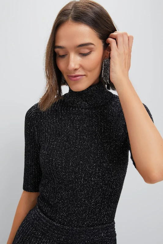 Black Metallic Knit Bacall Top