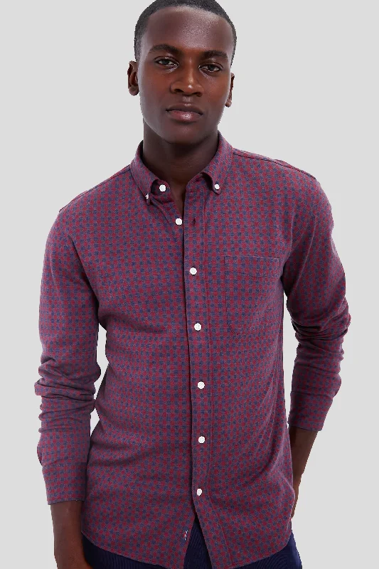 Navy Red Gingham Coastline Knit Shirt