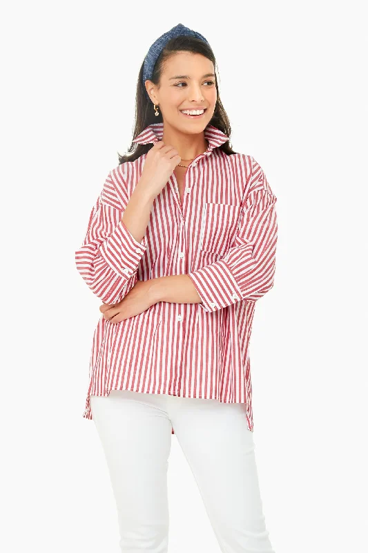 Red Stripe Adair Boyfriend Shirt