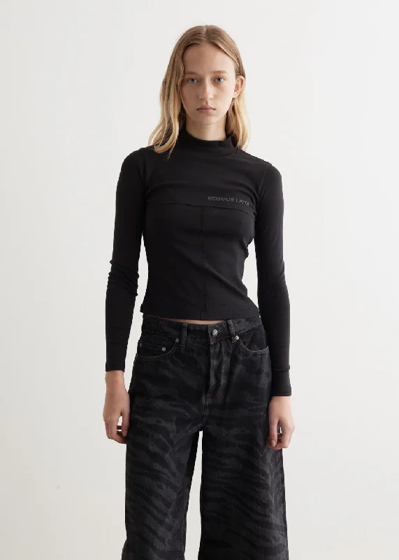 Women's Cutout T-Shirts-Lapped Baby Turtleneck