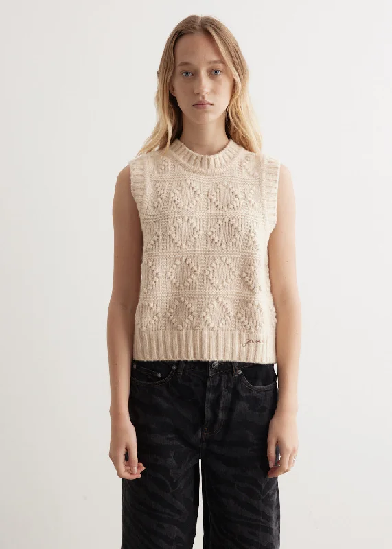 Women's Mesh Panel T-Shirts-Wool Cotton Bubble Vest