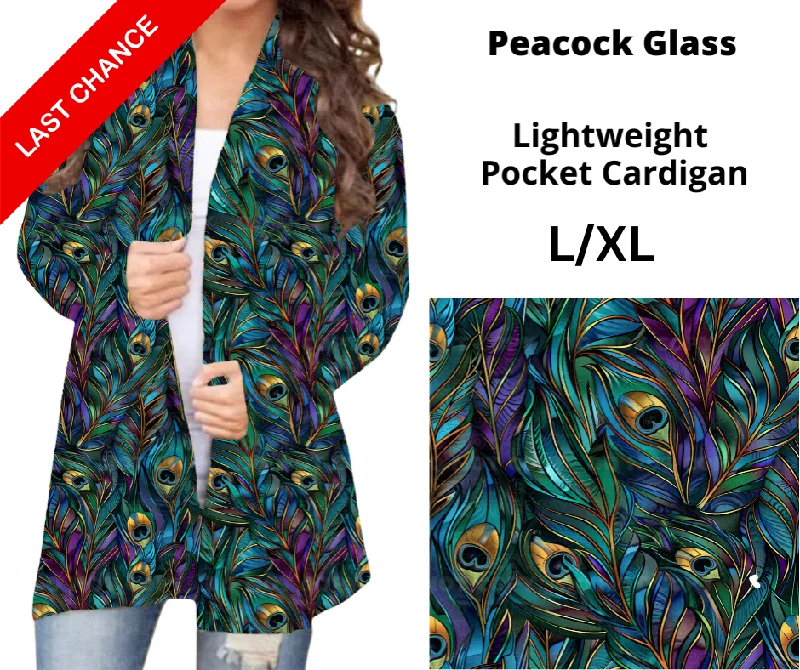 Women's Glitter Pleated Cardigans-Peacock Glass Pocket Cardigan