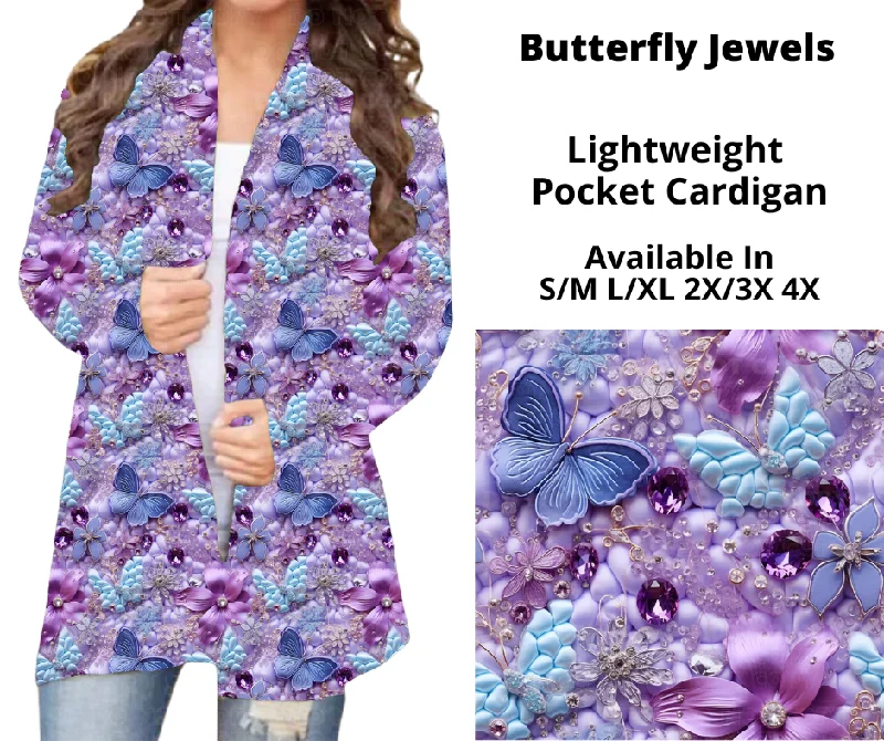 Women's Glitter Denim Cardigans-Preorder! Closes 12/23. ETA March. Butterfly Jewels Pocket Cardigan