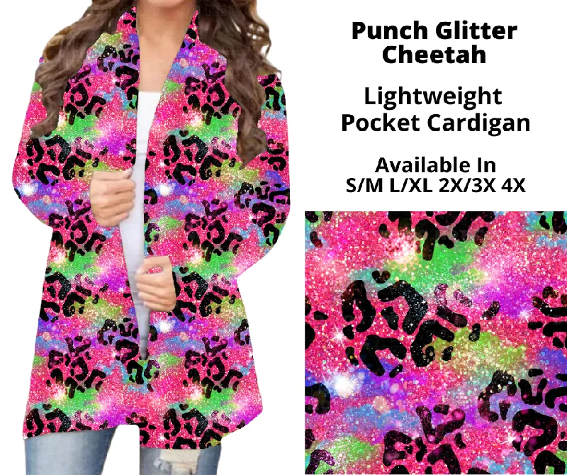 Women's Fringe Pleated Cardigans-Preorder! Closes 12/23. ETA March. Punch Glitter Cheetah Pocket Cardigan