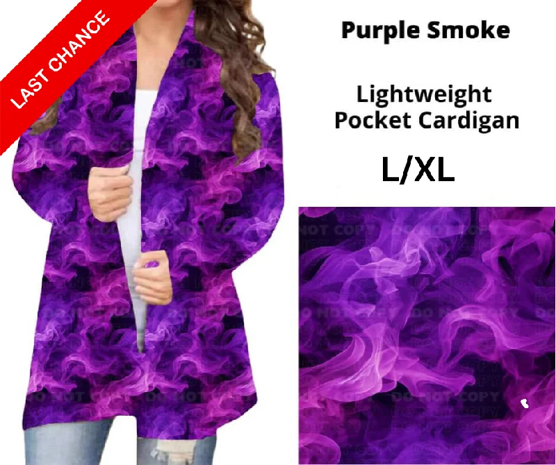 Women's High-Low Cardigans-Purple Smoke Pocket Cardigan