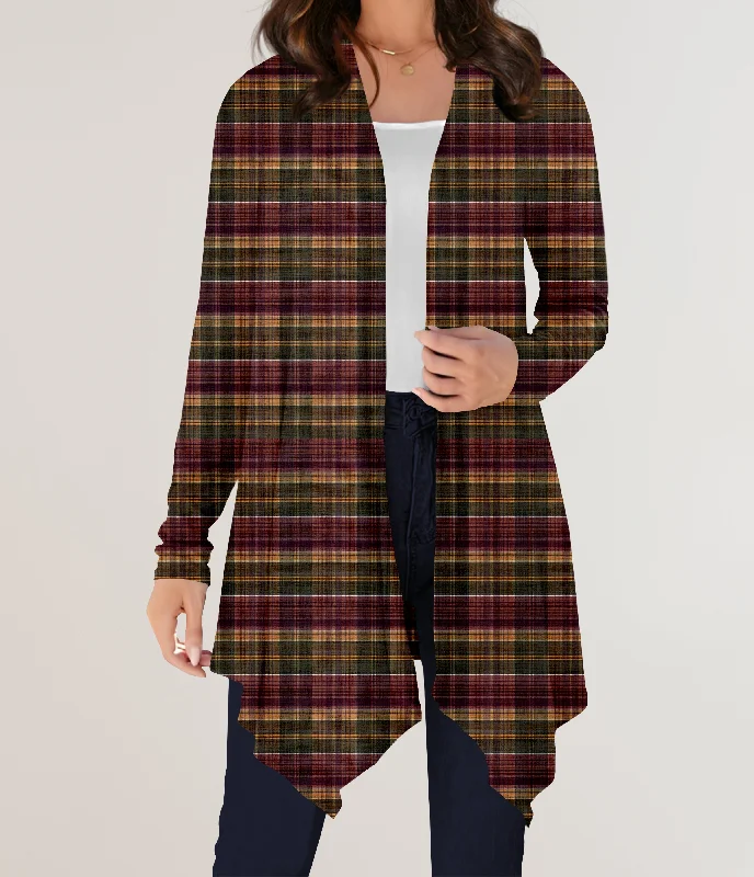 Women's Pajama Cardigans-RTS - Rustic Autumn Plaid Cardigan w/ Pockets