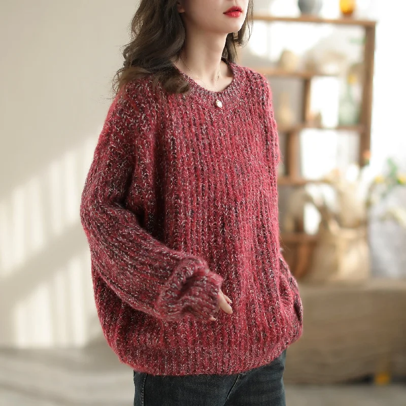 Women's Fleece Ruffle Cardigans-Winter Casual Loose Woolen Knitted Cardigan