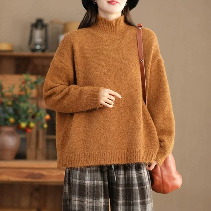 Women's Button-Front Pleated Cardigans-Women Minimalist Casual Loose Solid Knitted Cardigan