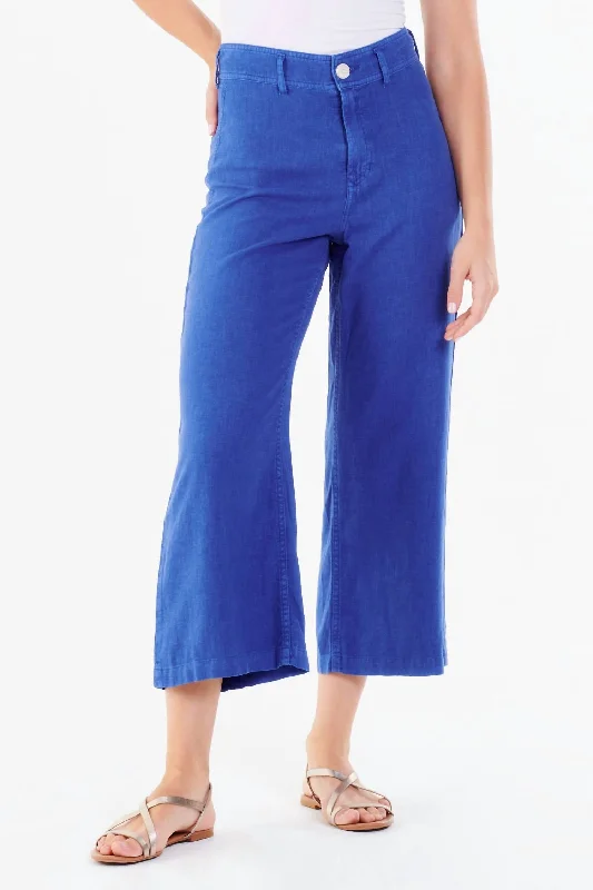 Women's Convertible Pants-Audrey Cropped Wide Leg Pants In Cobalt