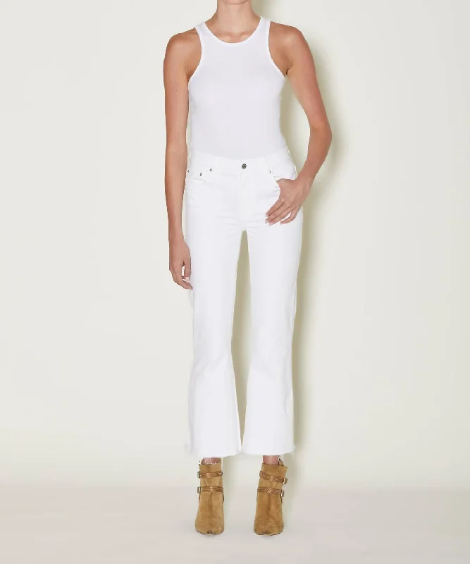 Women's Formal Pants-Bella Crop Flare Jeans In White