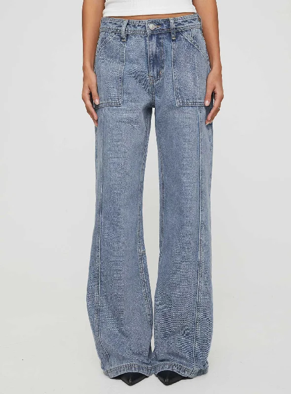 Women's Pinstripe Pants-Big Reputation Jeans Light Blue Wash